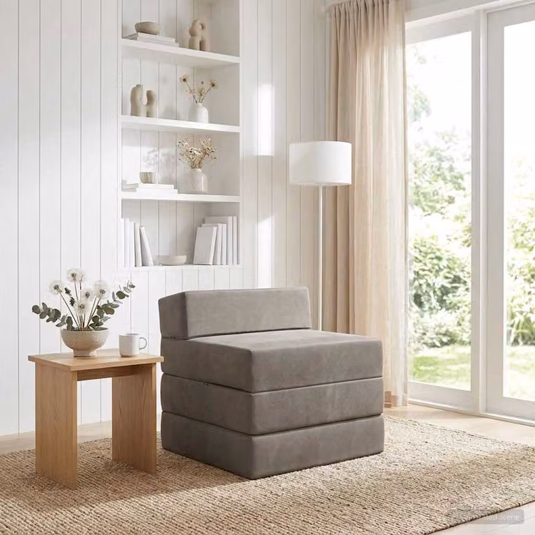 vidaXL Divano Letto Pieghevole in Velluto Grigio Chiaro