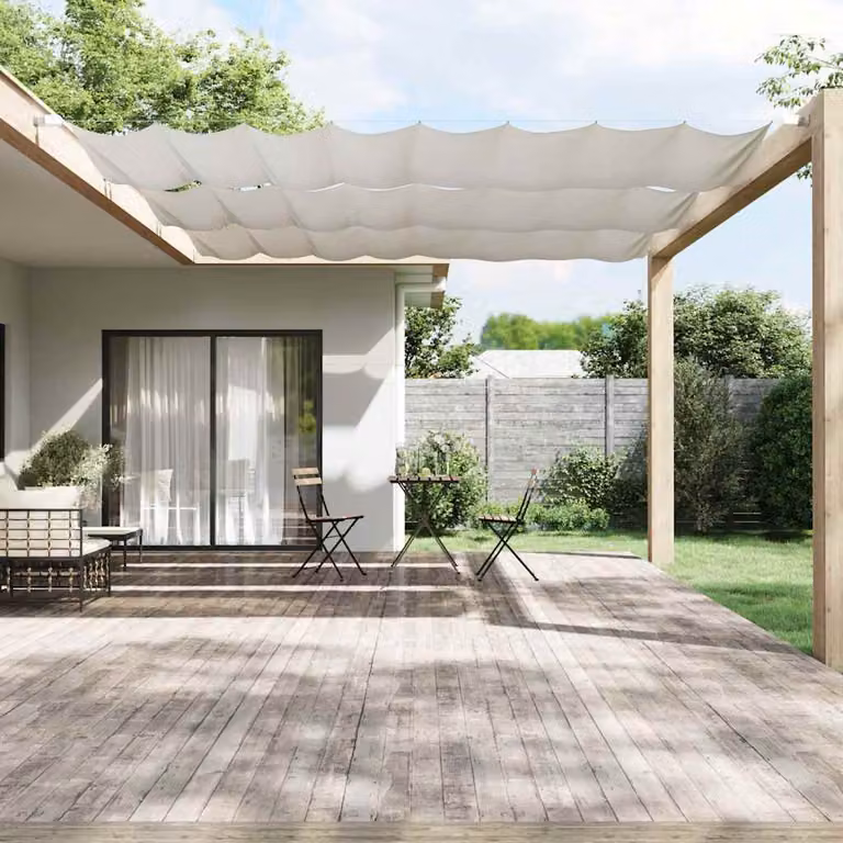 Paravento Verticale vidaXL Bianco in Tessuto Oxford con Morsetto L: 420 cm, H: 140 cm