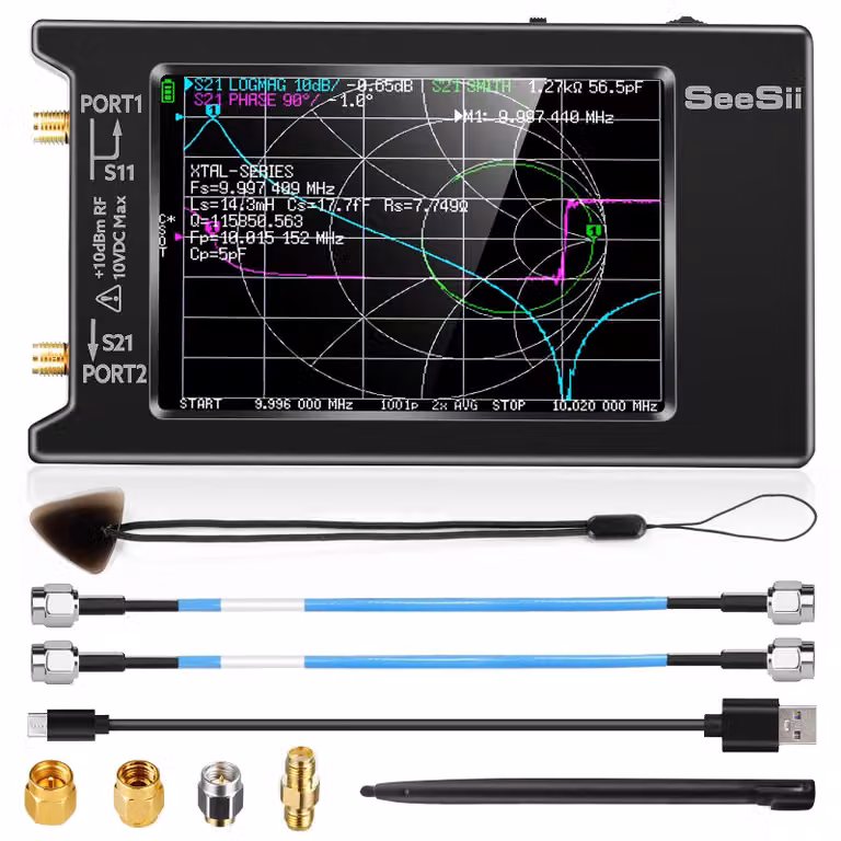 Analizzatore di reti vettoriali, frequenza da 50 kHz a 6,3 GHz, schermo touchscreen da 4 pollici, slot per scheda MicroSD