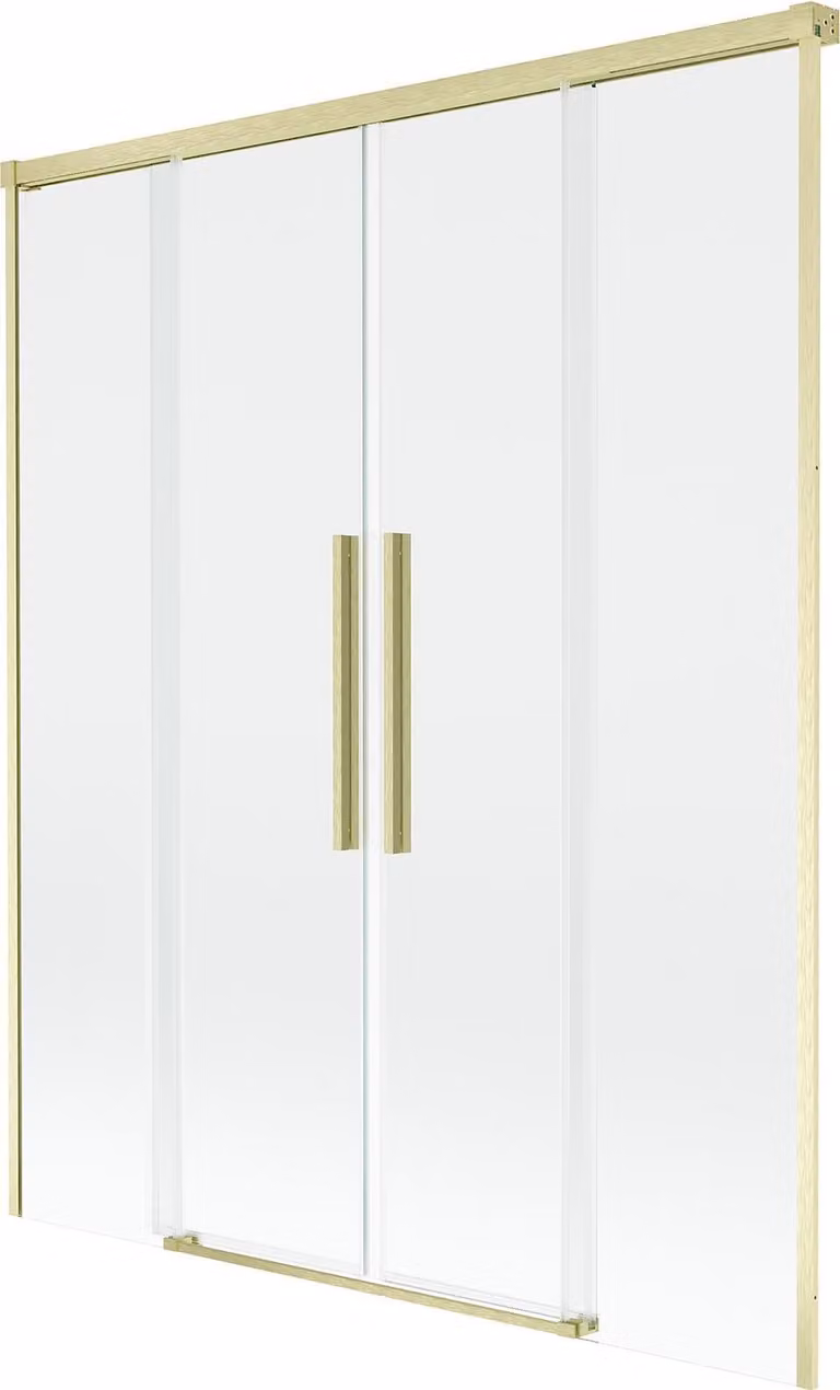 Mexen Rox paravento da bagno con 2 ante scorrevoli 160 x 150 cm, trasparente, oro spazzolato - 8C9-160-002-55-00