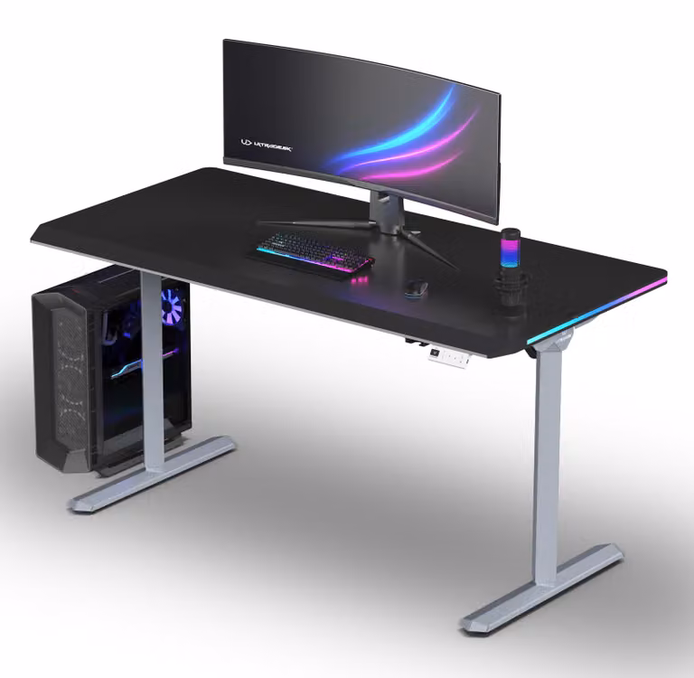 ULTRADESK QUEST Scrivania da gaming elettrica 140 × 70 cm grigio/nero