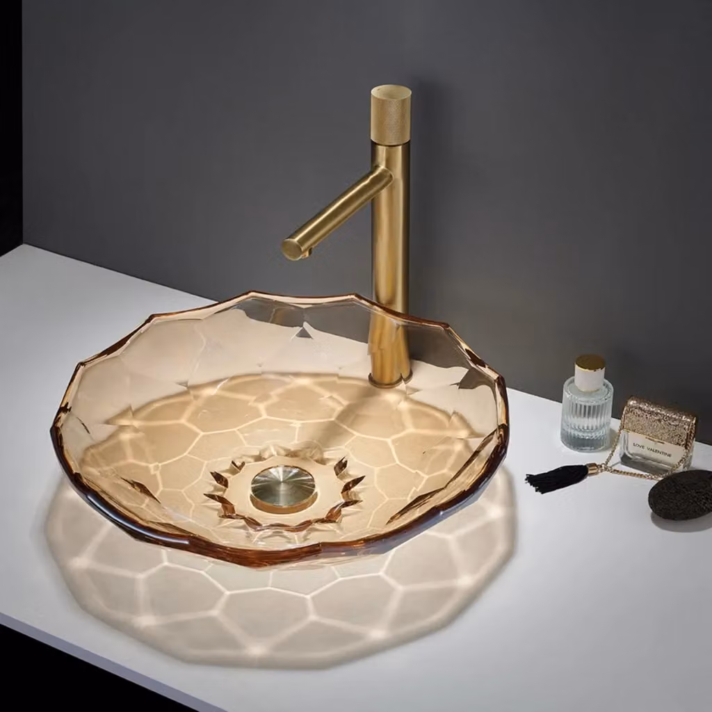 Lavabo da appoggio quadrato in vetro Idrobric colore marrone L: 46 cm, P: 46 cm, H: 12,5 cm – 2