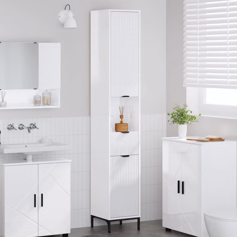 Mobile da bagno moderno vidaXL bianco lucido L: 31,5 cm, P: 33 cm, H: 190 cm