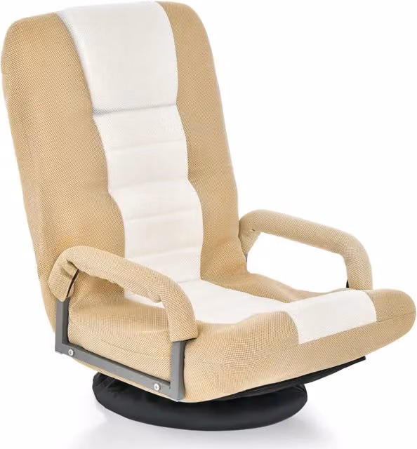 Sedia da gaming HELLOSHOP26 girevole a 360° con schienale regolabile e braccioli, design moderno in tessuto e metallo, beige o marrone, L: 61 cm, P: 55 cm, H: 87 cm