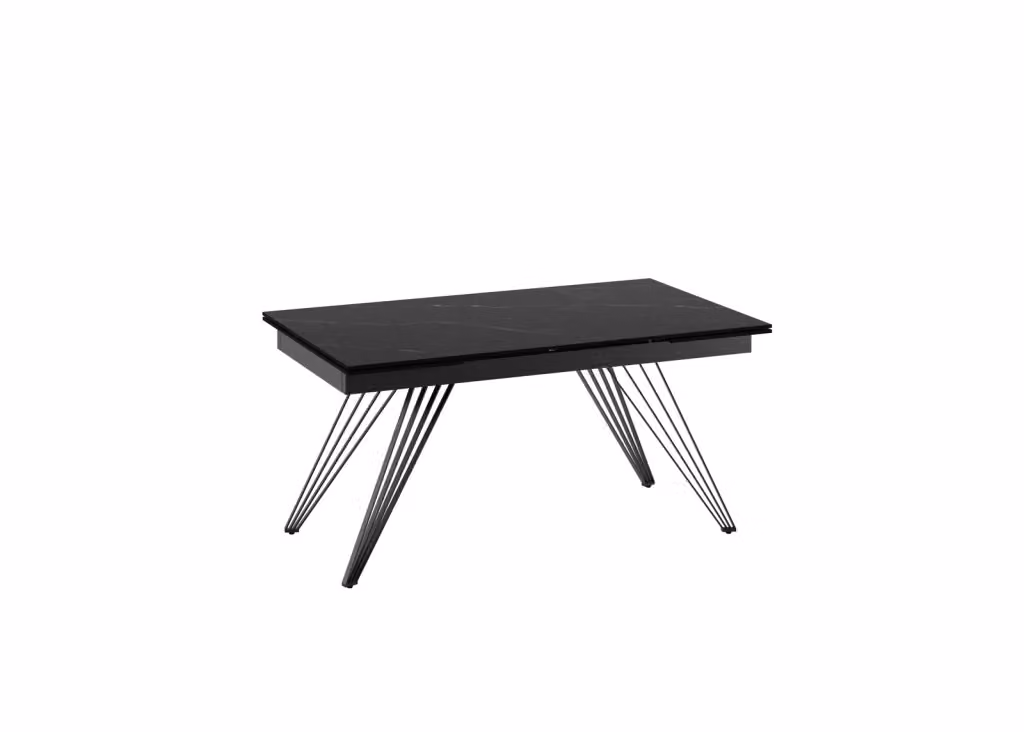 E-Stylo Tavolo allungabile rettangolare con top in ceramica marmo nero e base in metallo nero opaco L/P/H: 240 x 90 x 76 cm – 3