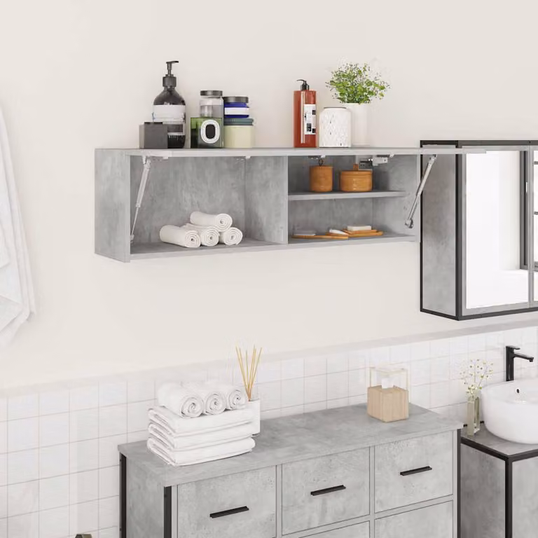 Armadietto da parete vidaXL Grigio, design minimalista con ante a battente e ripiani interni, L 100 cm x P 25 cm x H 30 cm