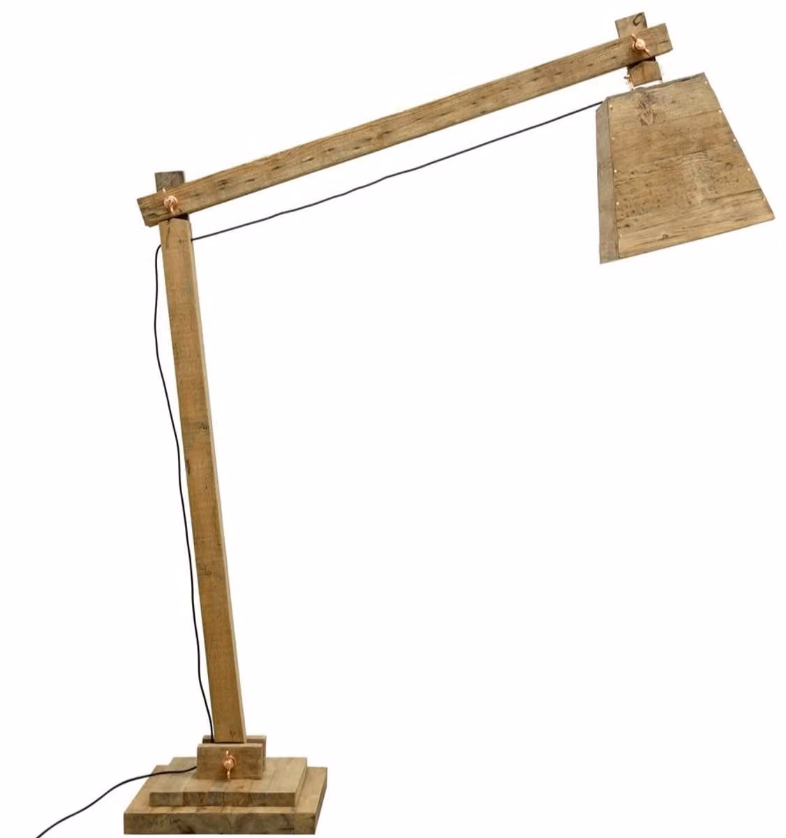 Casa Padrino lampada da terra in legno di pino colori naturali 190 x 52 x H. 220 cm - Lampada da terra con cavo nero