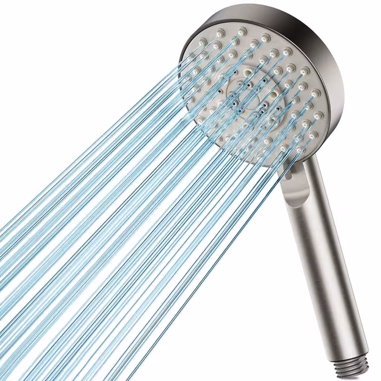 Testina doccia ad alta pressione, 5 modalità di spruzzo, soffione manuale, finitura nichelata, materiale ABS, senza tubo flessibile