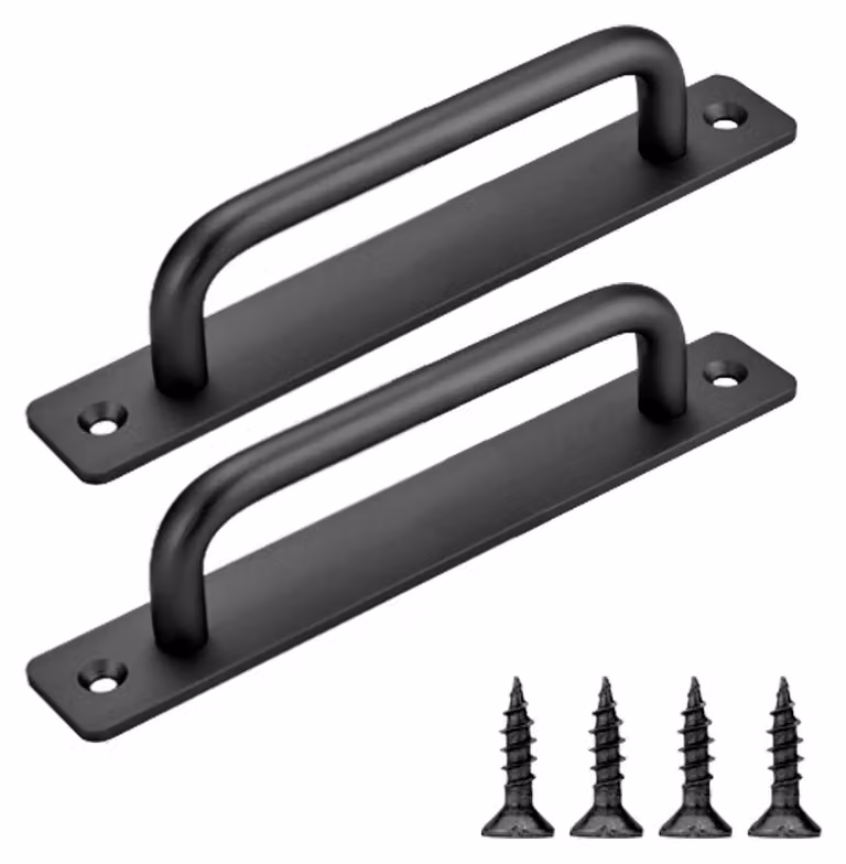 2 maniglie per porte scorrevoli, 150 mm, bilaterali, per porte da giardino, colore nero