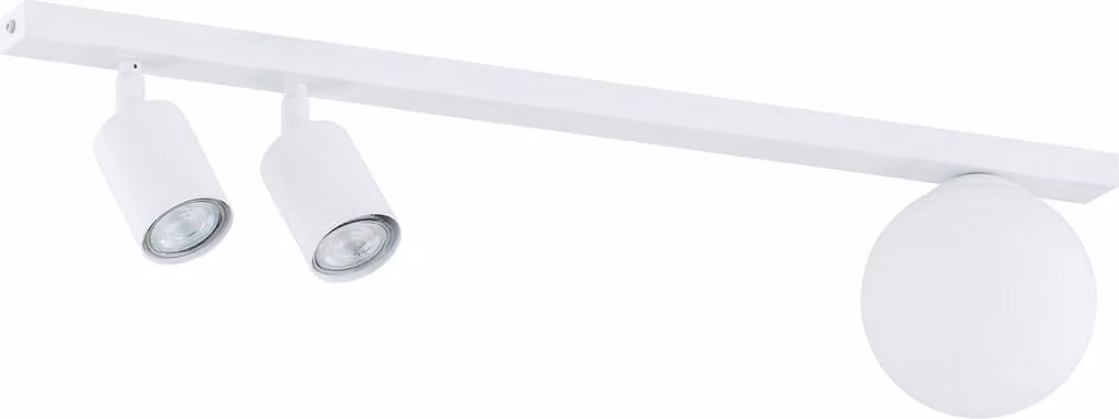 Lampada da soffitto bianca con faretti + paralume a barra da 60 cm BASTER 2xGU10 8W + 1xE14 10W Emibig