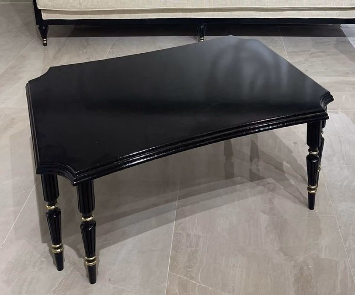 Casa Padrino Tavolino Art Deco nero/oro - Tavolo rettangolare da salotto - Mobili da salotto - Mobili Art Deco - Mobili - Arredi - Arredi per il soggiorno