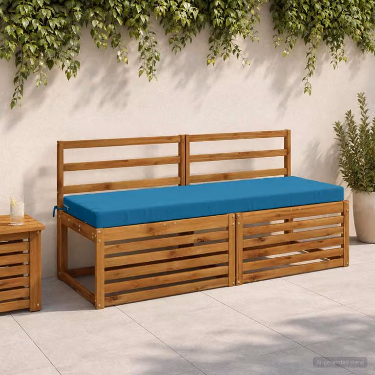 Set di 2 cuscini per panchina vidaXL SOEST in poliestere blu, modello moderno con imbottitura in schiuma e coperture lavabili