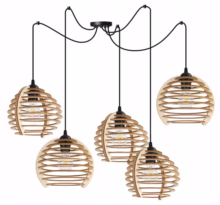 Lampada a sospensione, lampadario da soffitto, legno, paralume LED