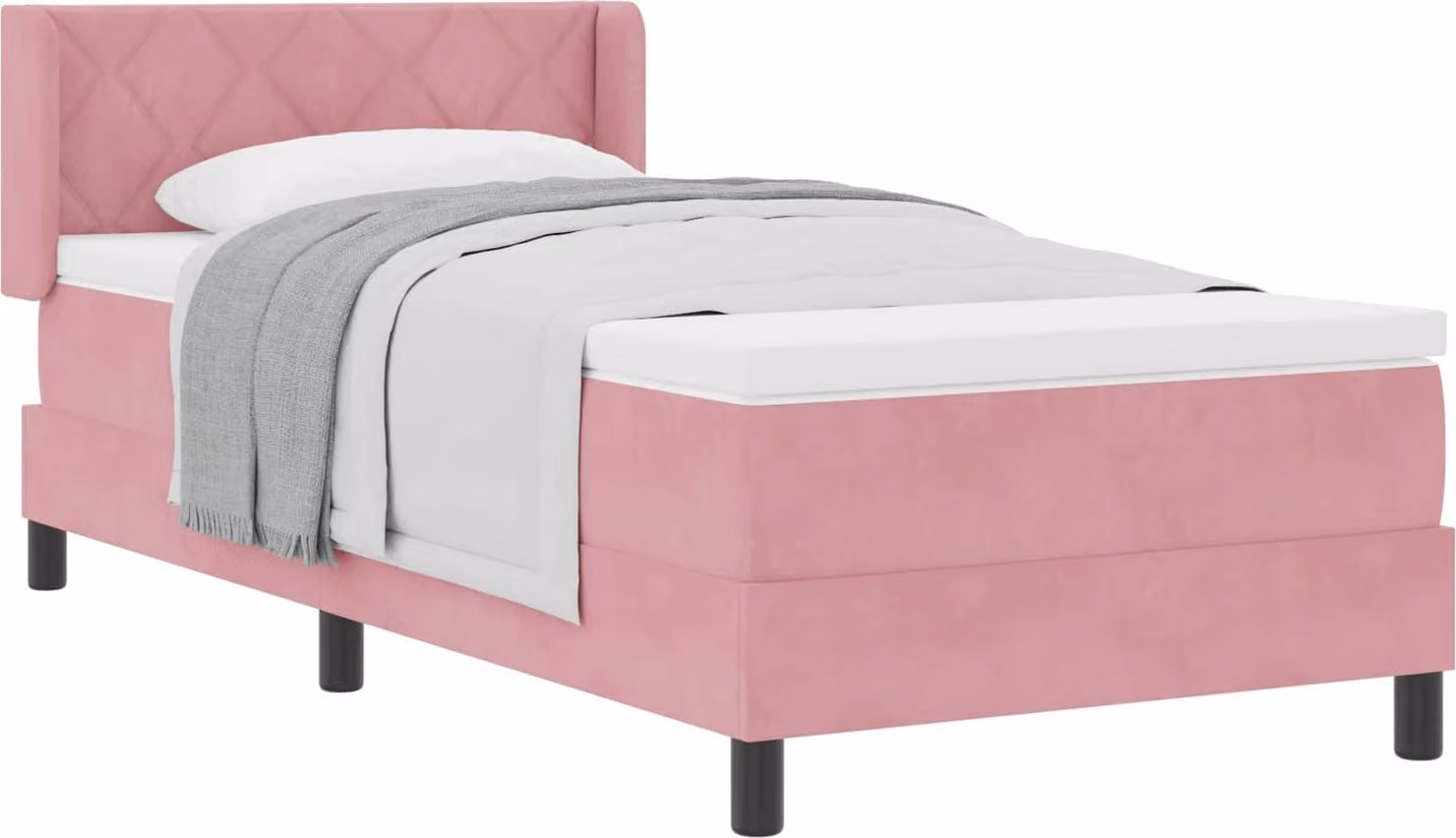 Letto a molle con materasso Nero 100x200 cm Velvet Pink