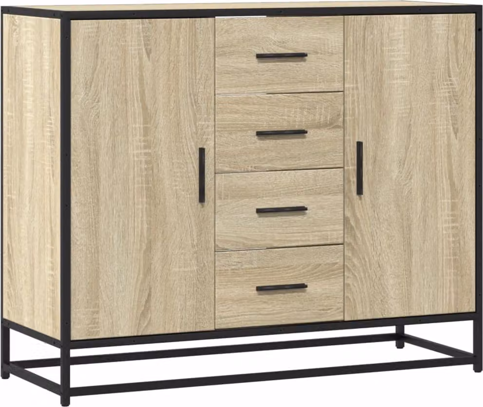 Credenza Rovere Sonoma 92x35x76 cm in Legno Multistrato