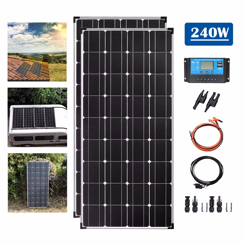 Modulo solare monocristallino 120W, alta efficienza del 21,8%, design resistente e compatto, kit 12V24V 240W
