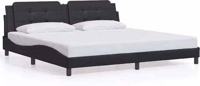 Letto matrimoniale | Letto per adulti | Giroletto senza Materasso Zadar Nero 200x200 cm in Similpelle