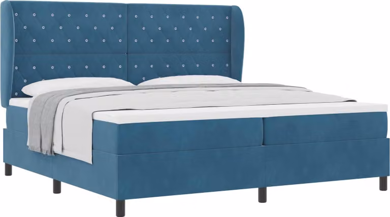 Letto a molle con materasso blu scuro 200 x 200 cm in velluto