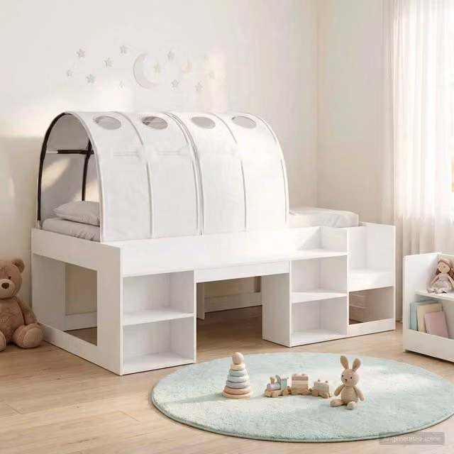 Letto alto per bambini con storage 3 pz Bianco 3423599