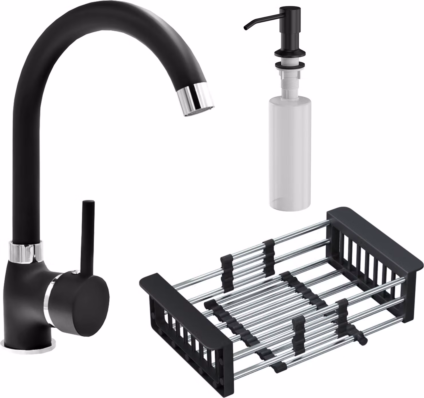 Granitan - Rubinetto da cucina - Rubinetto per lavello - Orientabile a 360° - Cartuccia in Vetroceramica - Nero - OCIEKARKA