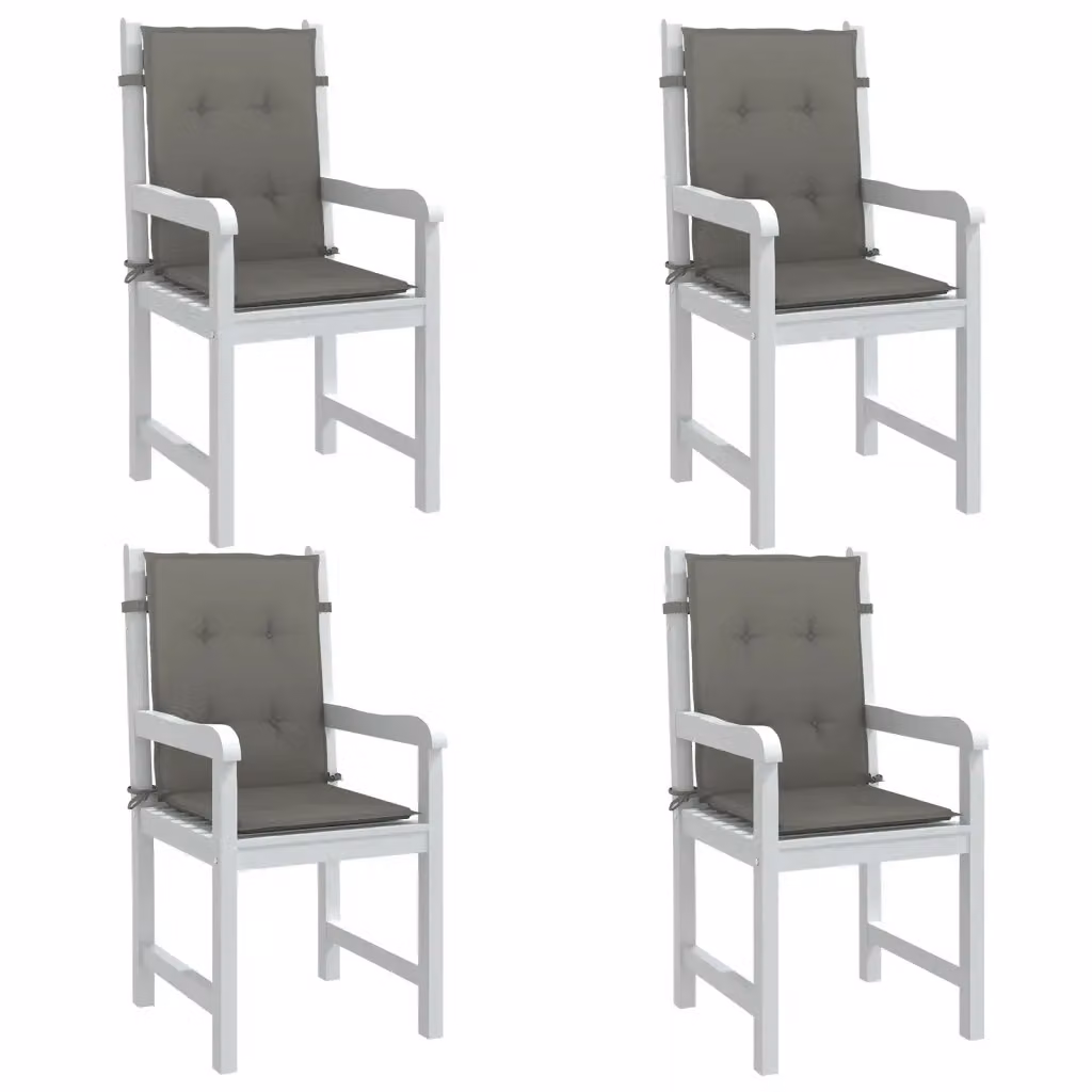 Set di 4 cuscini per sedia vidaXL in poliestere grigio, modello moderno con schienale basso, L 100 cm x P 50 cm x H 4 cm