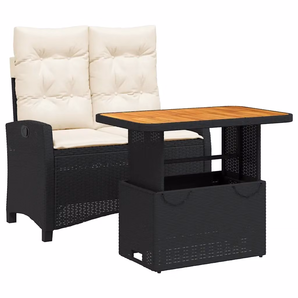 Set da Pranzo da Giardino Moderno vidaXL in Legno di Acacia Oliato e Polyrattan Nero – 2
