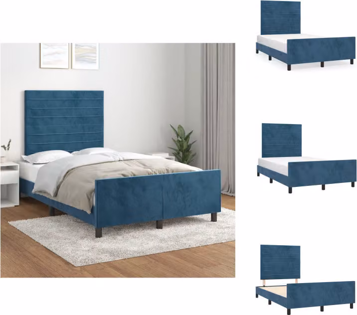 letto vidaXL con testiera in velluto blu scuro 120x200 cm - Letti & Reti