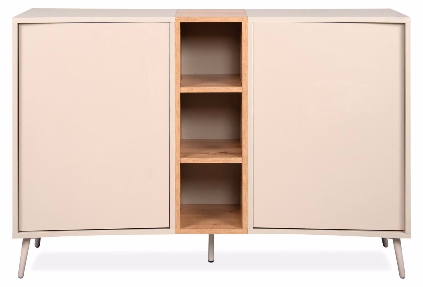 Calicosy - Credenza 2 porte, 3 nicchie decor sand e rovere artigianale L135 cm