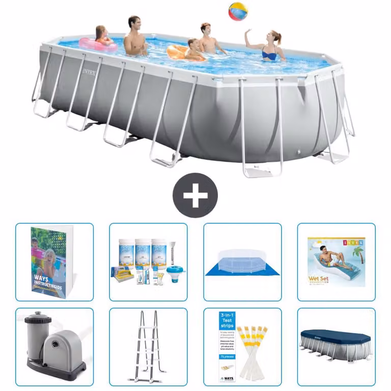 Piscina fuori terra ovale "Prism Frame" - 610x305x122 cm - Kit composto da 7 elementi - Modello S683