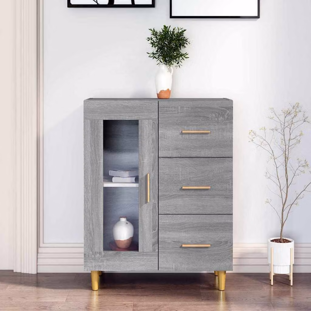 Credenza vidaXL in Legno Multistrato Grigio Sonoma, L 69,5 cm x P 34 cm x H 90 cm