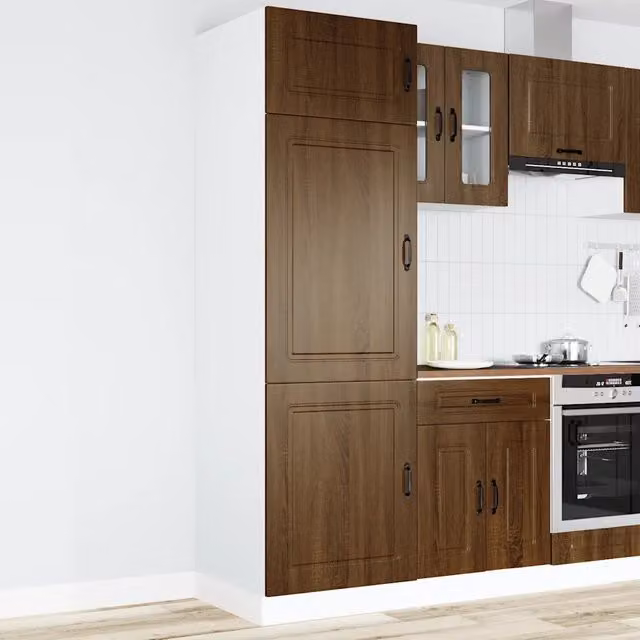 Armadio da Cucina-Credenza da Cucina Kalmar Rovere Marrone in Legno Multistrato
