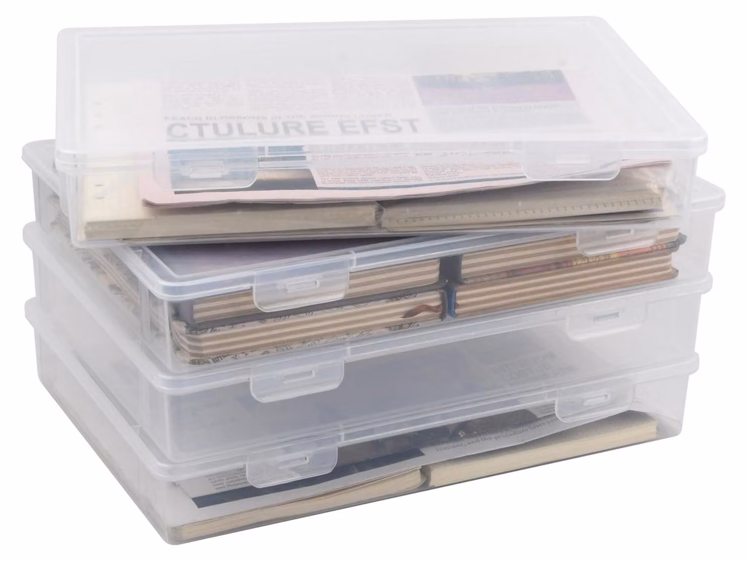 Solidchoice - Set di 4 contenitori trasparenti A4, impilabili