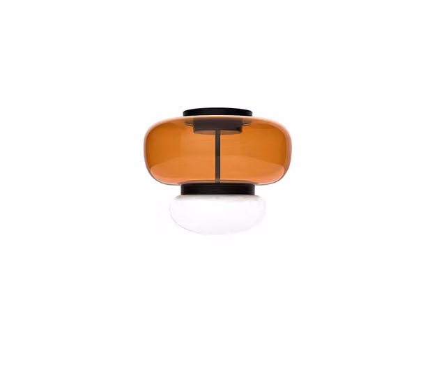 Plafoniera LED Vistosi design rotonda in metallo e vetro, luce bianca calda dimmabile