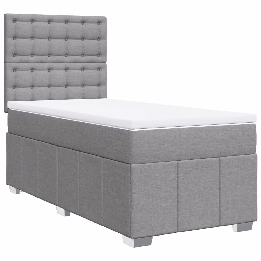 Giroletto a Molle con Materasso Grigio Chiaro 80x200 cm Tessuto