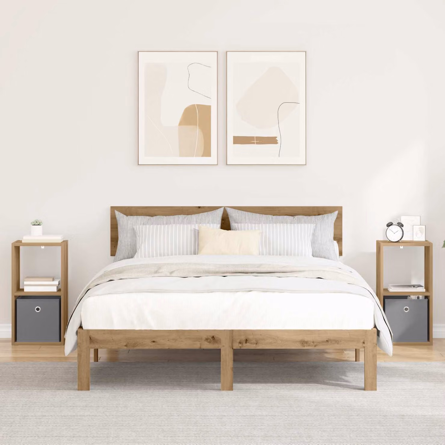 Set di 2 comodini moderni vidaXL in legno color rovere marrone L: 30,5 cm, P: 27 cm, H: 59,5 cm
