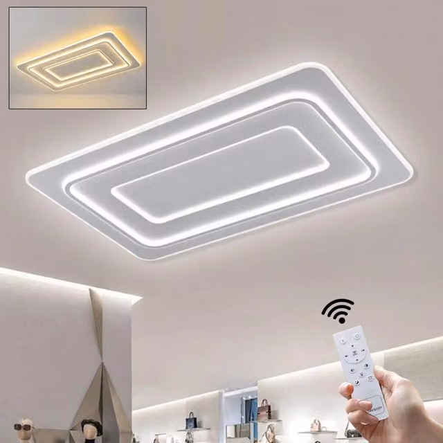 Plafoniera moderna UNIVERSO con tecnologia LED da 123W, luce CCT regolabile da 3000K a 6500K, controllo Bluetooth e telecomando, colore bianco – 1