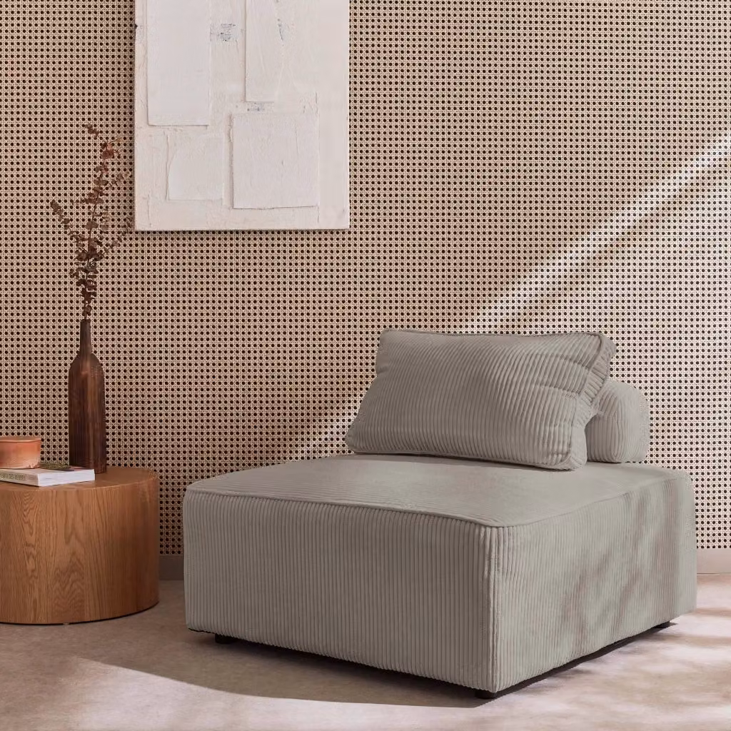 Modulo per divano modulare Sweeek in velluto a coste grigio, L: 90 cm, P: 90 cm, H: 78 cm – 2