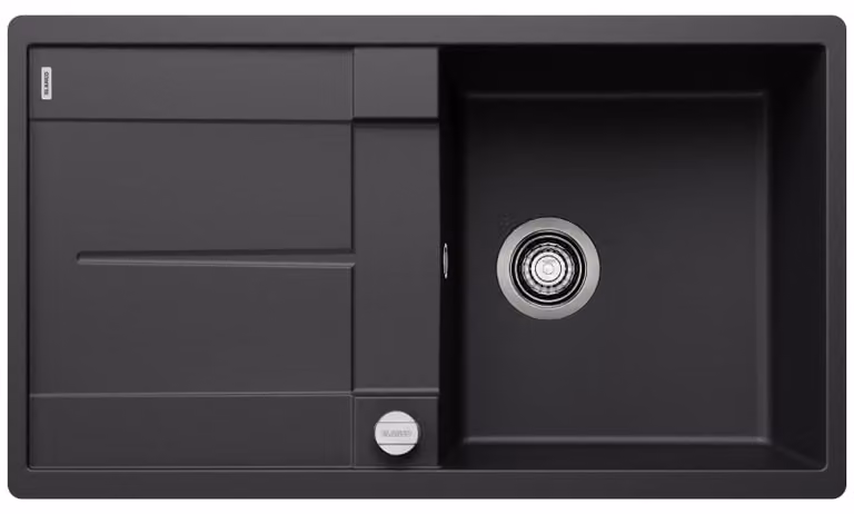 Lavello METRA 5 S-F, in granito composito, colore nero, dimensioni 85x49 cm