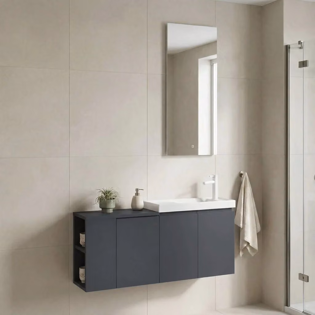 Set mobile lavabo con specchio Hanah Home Ferla 110 in antracite opaco, L: 40 cm, P: 22 cm, H: 45 cm – 2