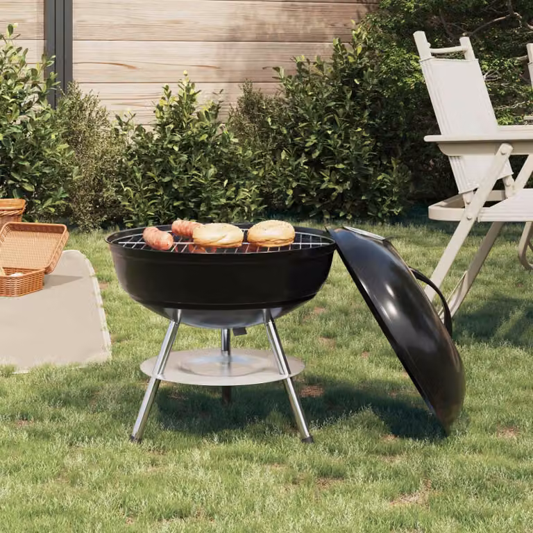 Griglia a carbone vidaXL modello kettle in acciaio nero L/P/H: 36,5 x 36,5 x 40 cm