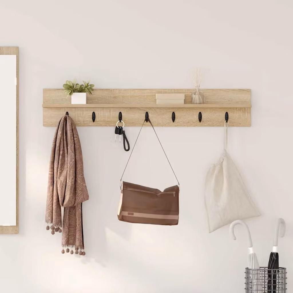 vidaXL Appendiabiti a muro moderno in Rovere Sonoma, L 100 x P 10,5 x H 18 cm