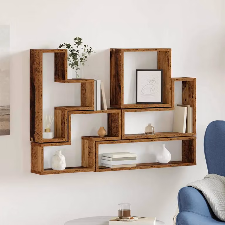 Scaffale da parete moderno vidaXL in legno marrone L 96 cm x H 64 cm x P 12 cm