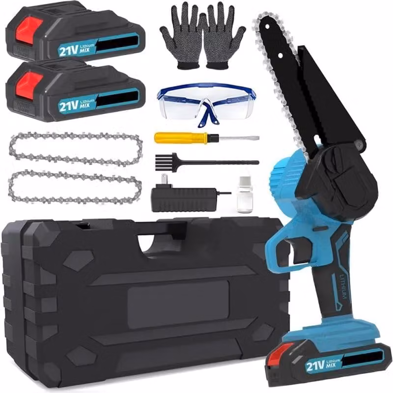 Troncatrice a batteria compatta - Modello A - 15 cm - 2 batterie - Ricaricabile - Portatile - Elettrica - Ideale per lavori di giardinaggio e lavorazione del legno