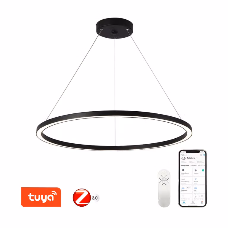 Immax NEO FINO Apparecchio a sospensione intelligente 1 cerchio, 80cm, 60W, nero, Zigbee 3.0