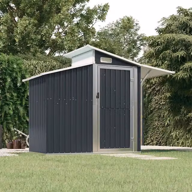 Capanno da Giardino Videx in Acciaio Zincato Antracite con Finestra e Apertura Laterale L: 270 cm, P: 130 cm, H: 208,5 cm – 1
