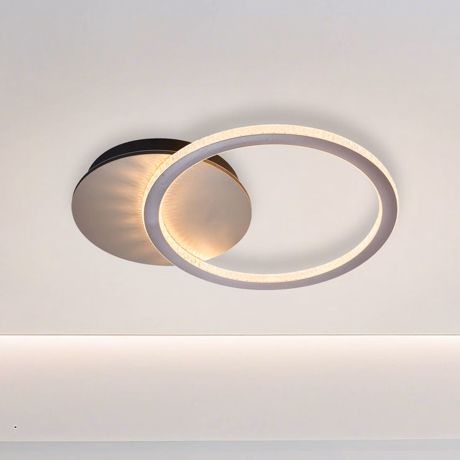 Searchlight Plafoniera soffitto Specs, dimmerabile, Crema / Ambra, Soggiorno / Sala da pranzo, Metallo, Moderno, Plafoniera