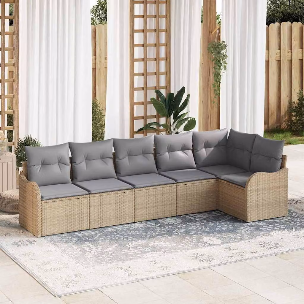 Maison Exclusive - Set Divano da Giardino 6 pcs Beige polyrattan