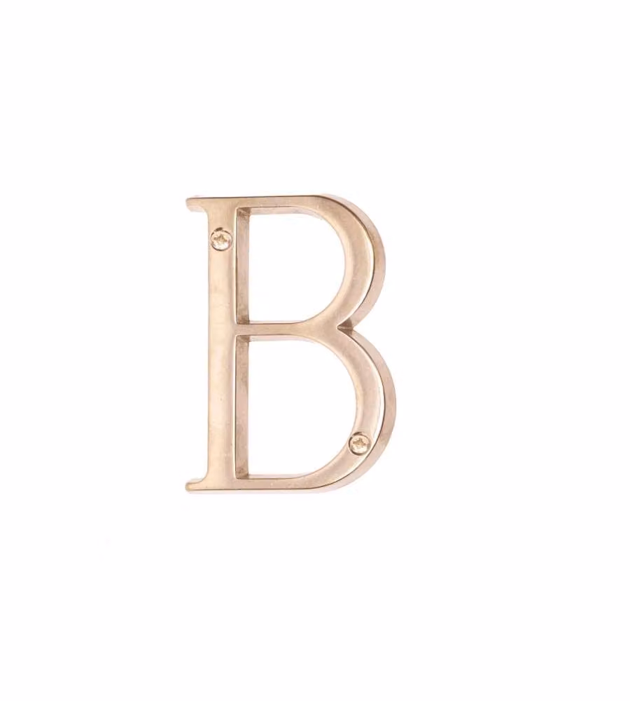 Lettera B in ottone lucido per numeri civici 80 mm per ingresso