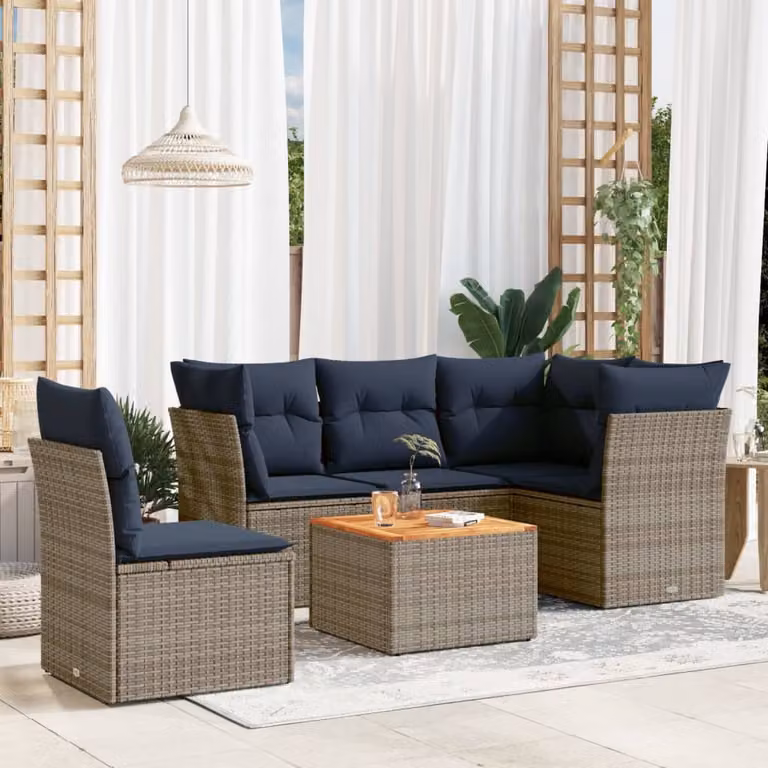 Maison Exclusive - Set Divani da Giardino 6 pz con Cuscini Grigio in Polyrattan