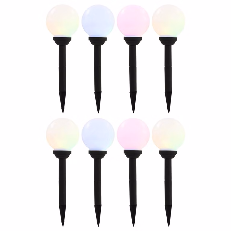 The Living Store Lampade solari da esterno 8 pz. Globo LED 15 cm RGB